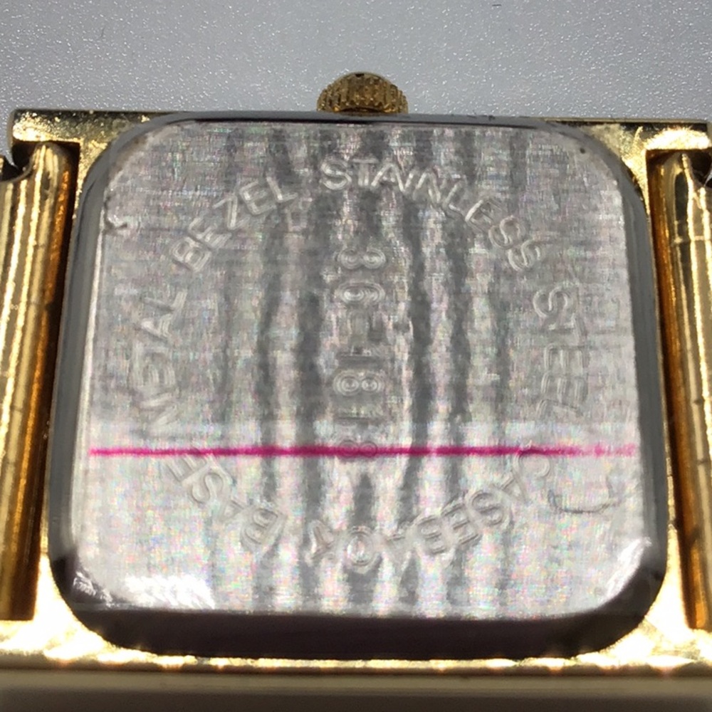 Gold Rectangular Crystal Embellished Watch - Picture 2 of 3